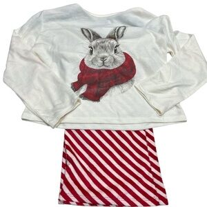 Kids Pajamas with Bunny Print - White and Red
